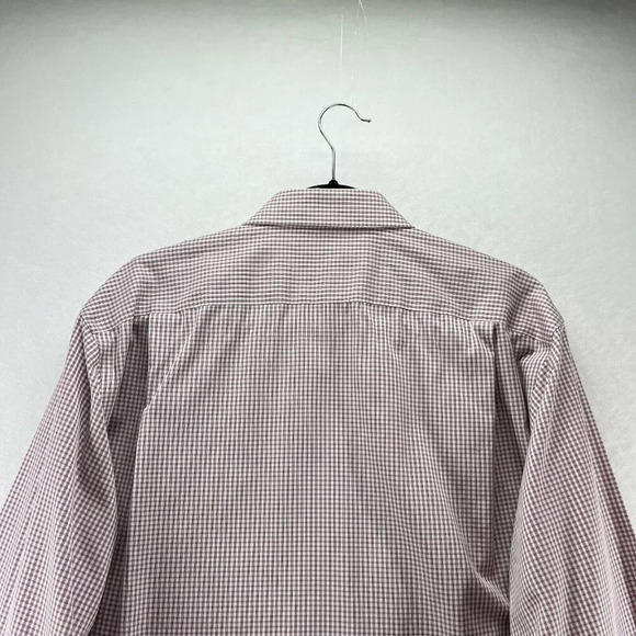 Pronto Uomo Dress Shirt Mens Size 17 34-35 Platinum Check Long Sleeve Cotton Red - Picture 5 of 9